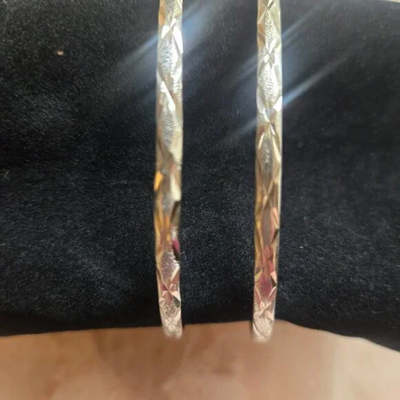 Sterling Silver 925 Bangle Braclets (2 pc. Set) - Picture 2 of 16